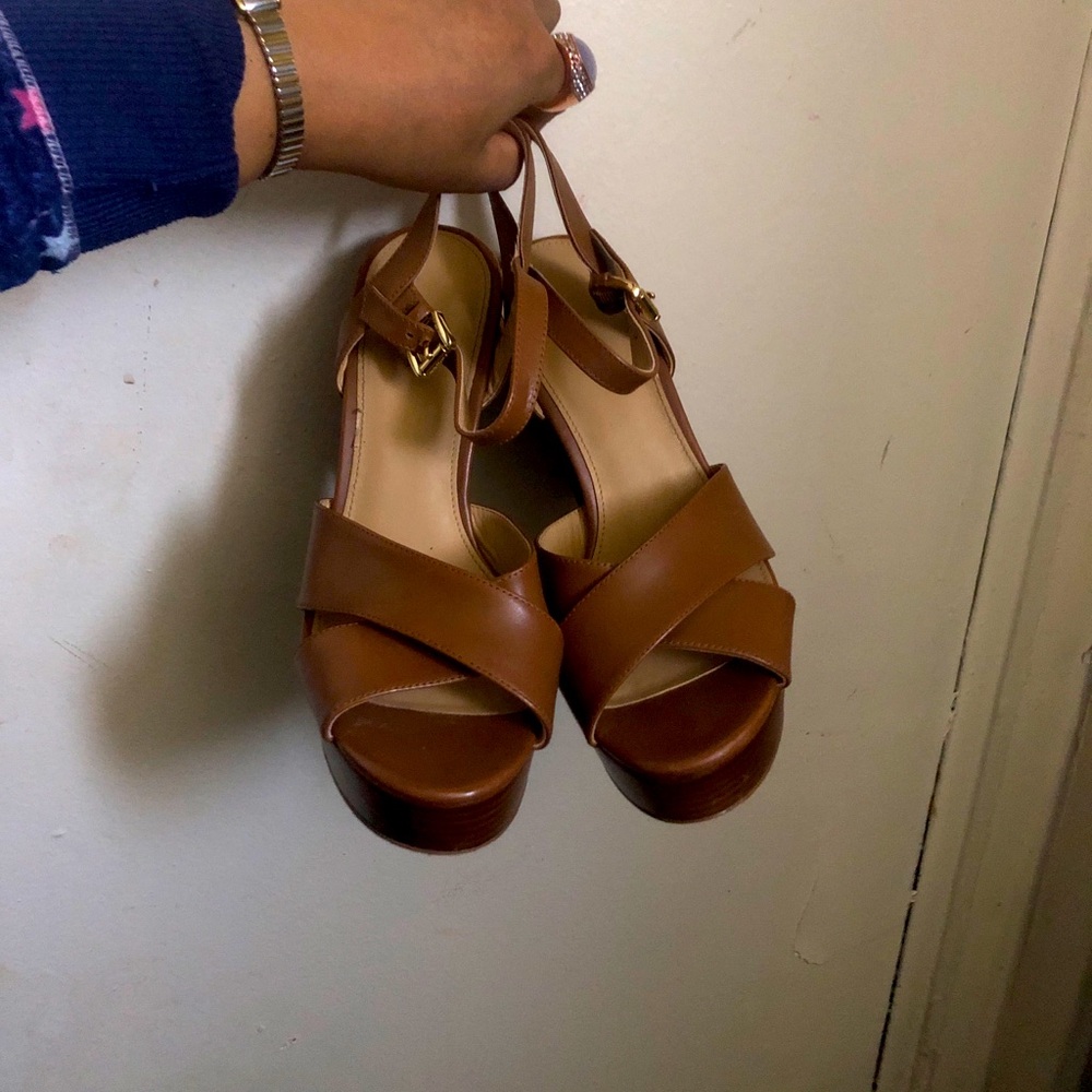 Michael Kors brown leather platform Sandals 8